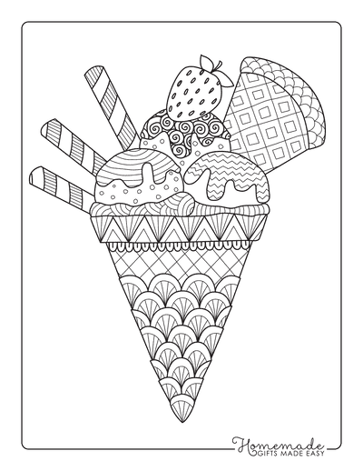 Ice cream coloring pages for kids adults