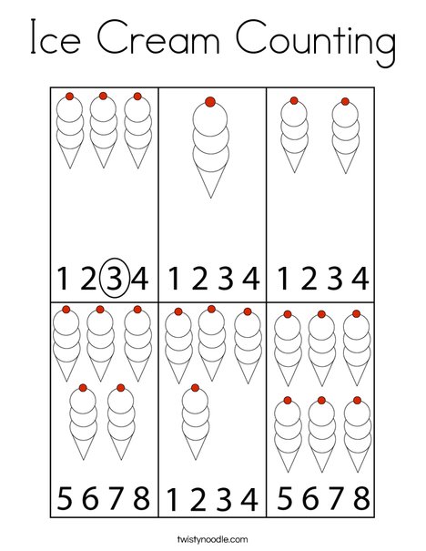 Ice cream counting coloring page