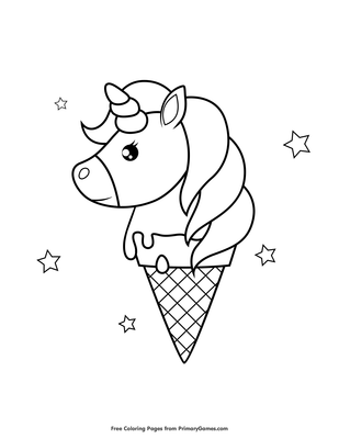 Unicorn ice cream cone coloring page â free printable pdf from