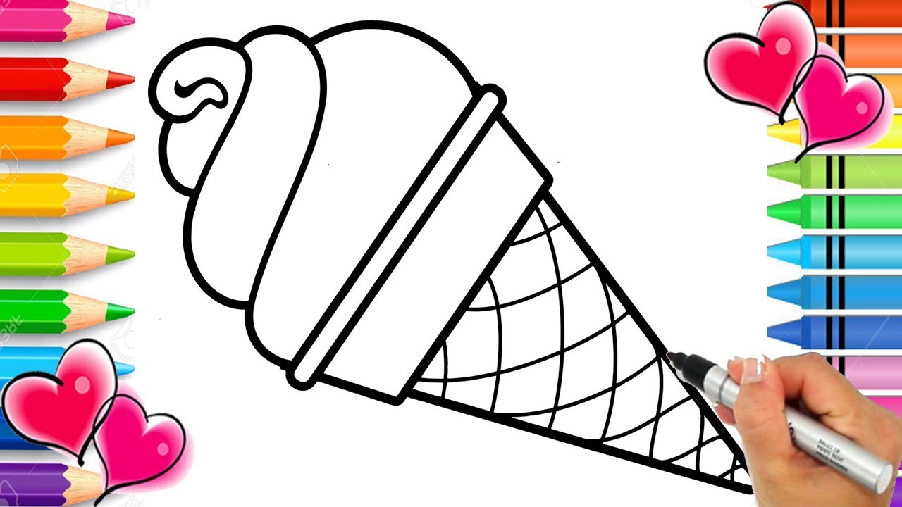 Rainbow ice cream cone coloring page with real sprinkles rainbow coloring book printable