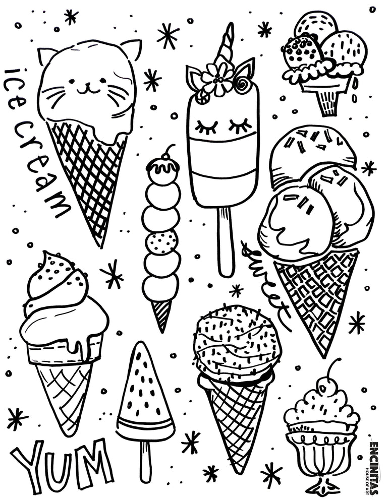 Ice cream coloring page â encinitas house of art