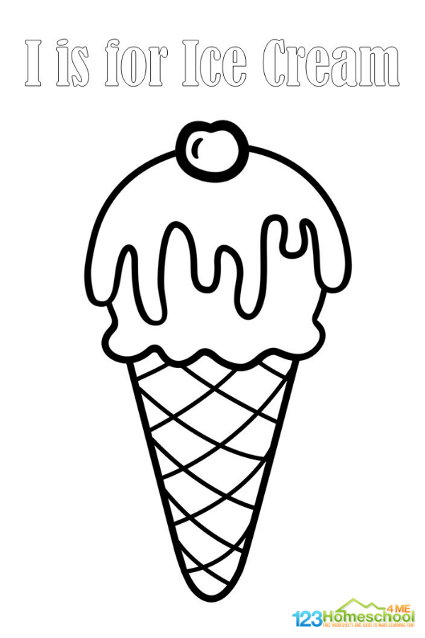 Ð i is for ice cream coloring pages freebie