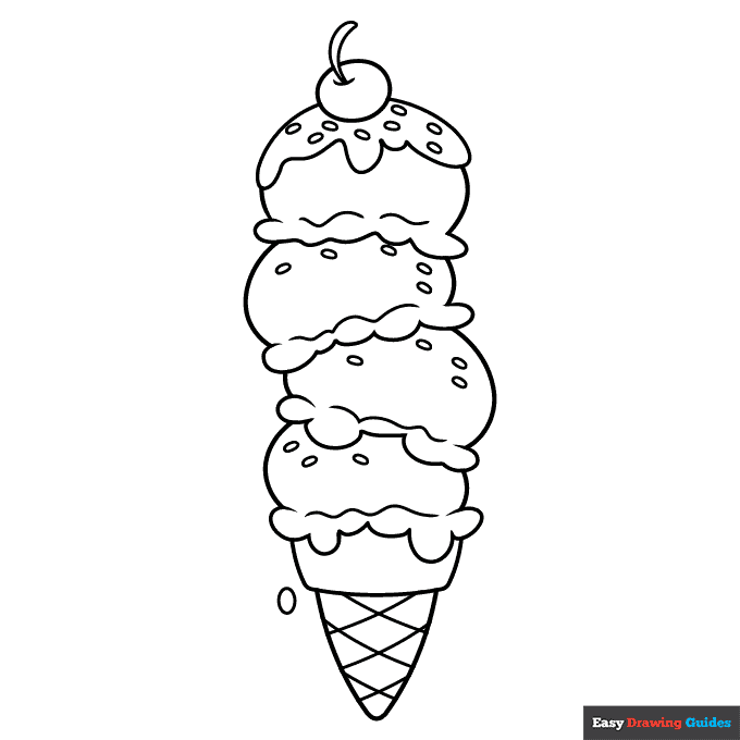 Ice cream tower coloring page easy drawing guides