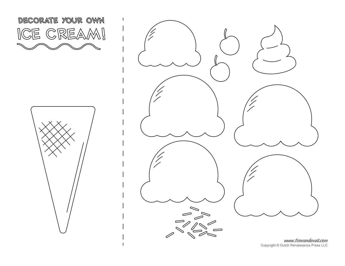 Ice cream templates and coloring pages for an ice cream party â tims printables