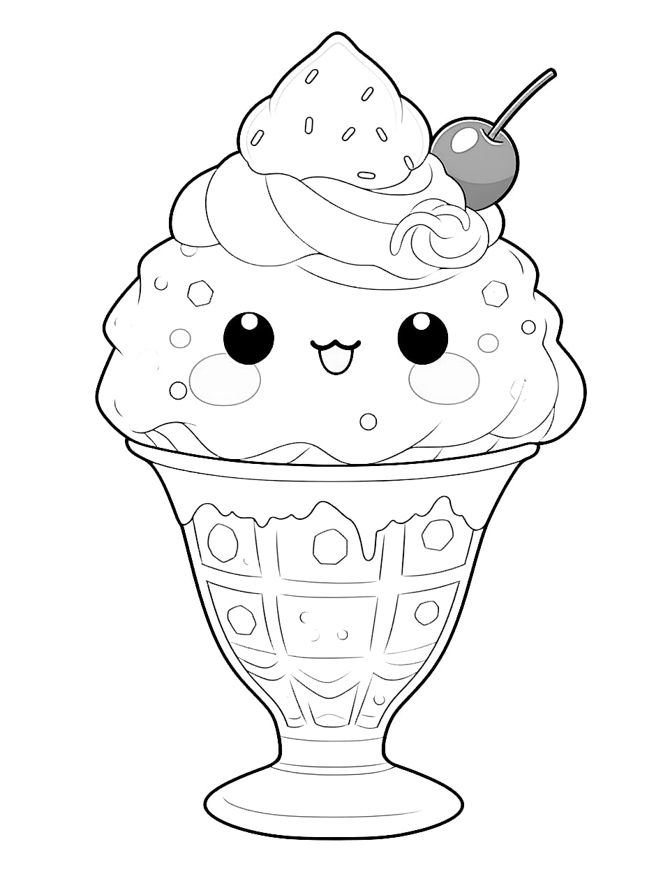 Yummy ice cream coloring pages for kids and adults