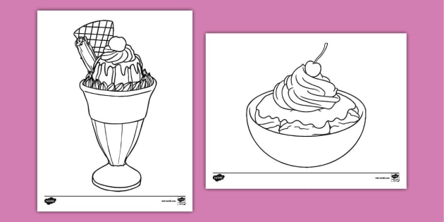 Free ice cream sundae coloring sheets teacher made