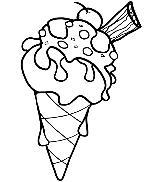 Coloring pages ice cream in wafer printable coloring page