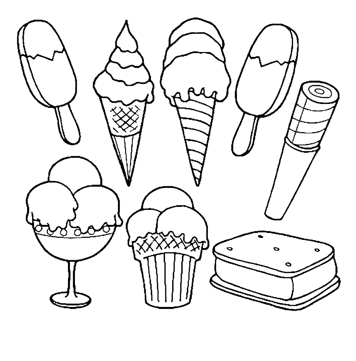 Ice cream coloring pages printable for free download