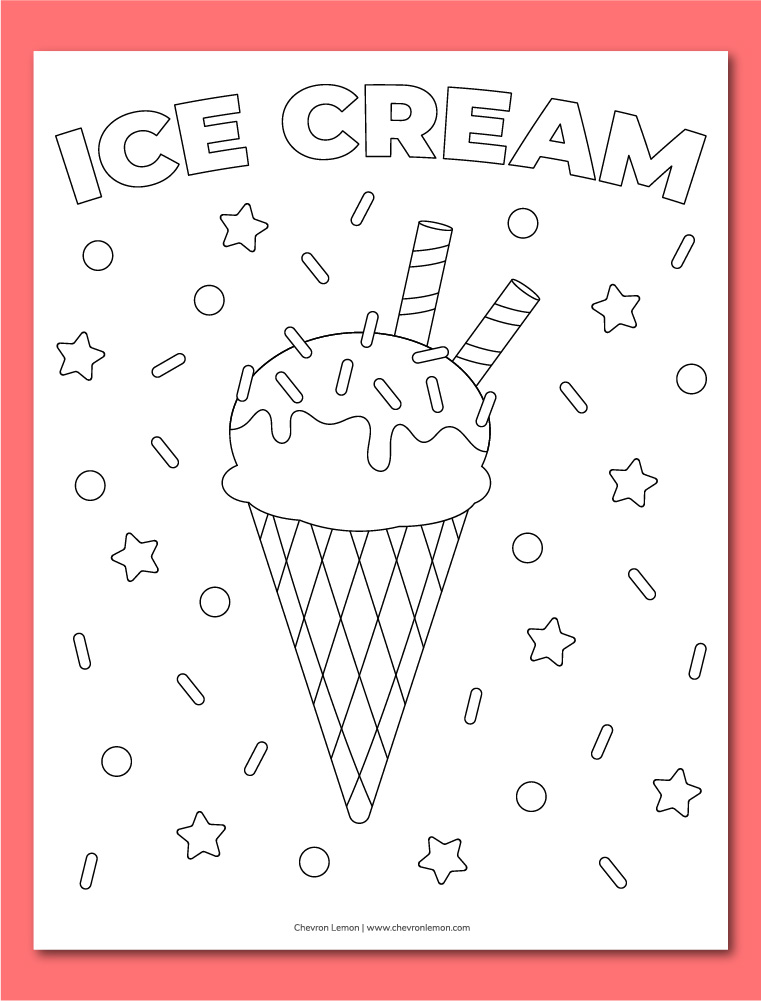 Printable ice cream coloring page