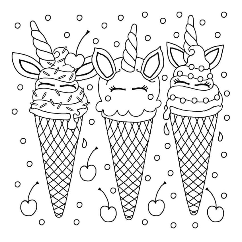 Cute ice cream printable coloring page