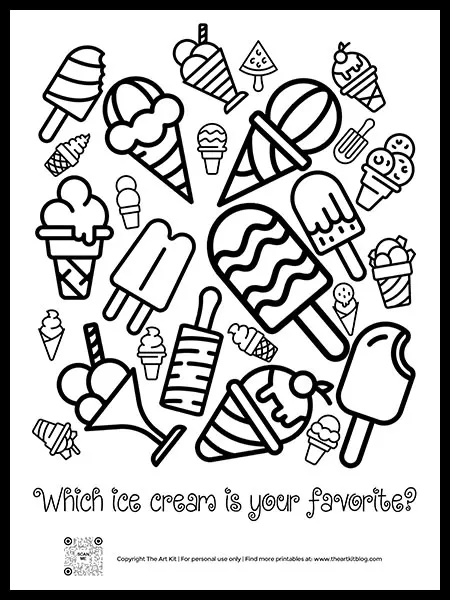 Free printable lots of ice cream coloring page â the art kit