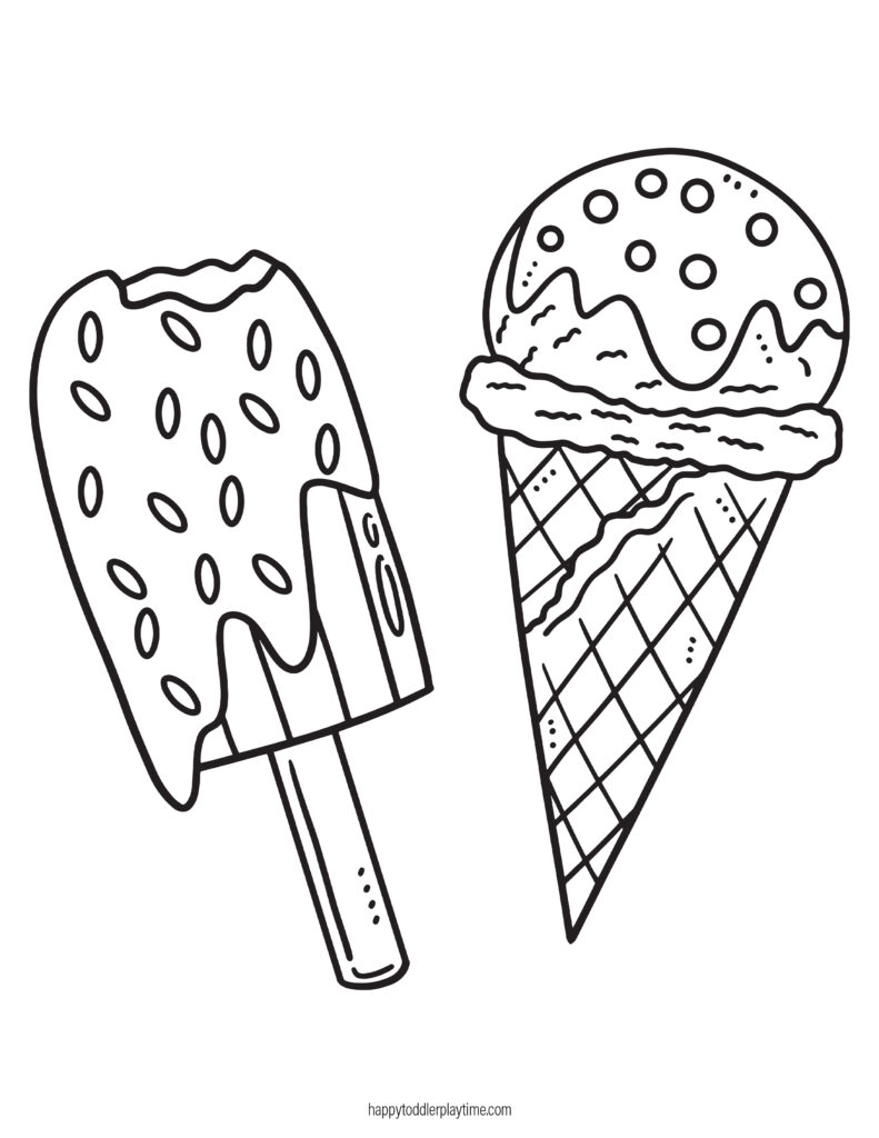 Ice cream colouring pages for kids