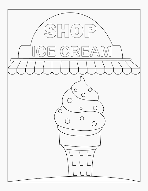 Premium vector ice cream coloring pages for kids