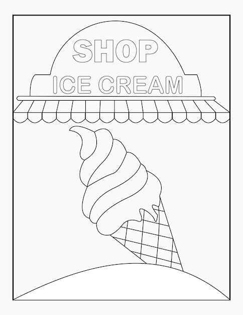 Premium vector ice cream coloring pages for kids