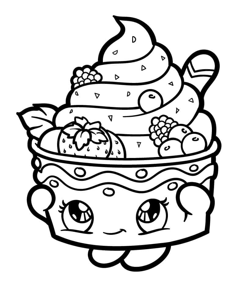 Cute ice cream sundae coloring page