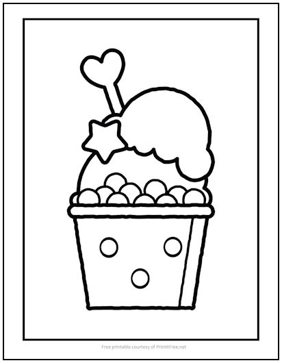 Ice cream sundae coloring page print it free