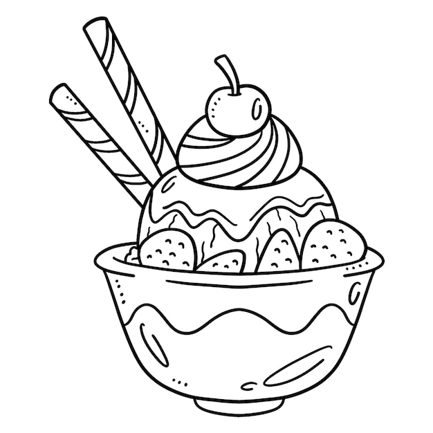 Premium vector ice cream isolated coloring page for kids