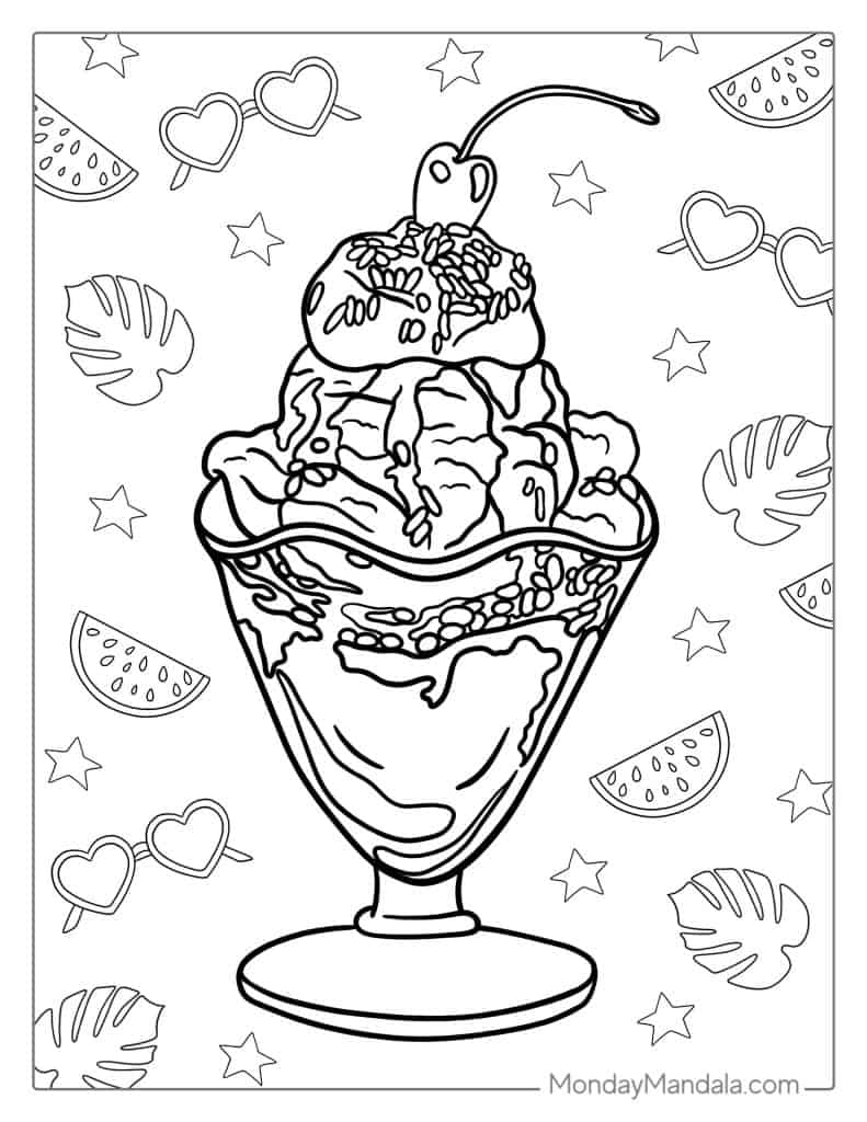 Ice cream coloring pages free pdf printables