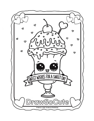 Ice cream sundae coloring page â draw so cute