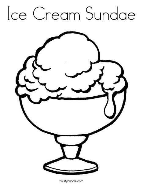 Ice cream sundae coloring page