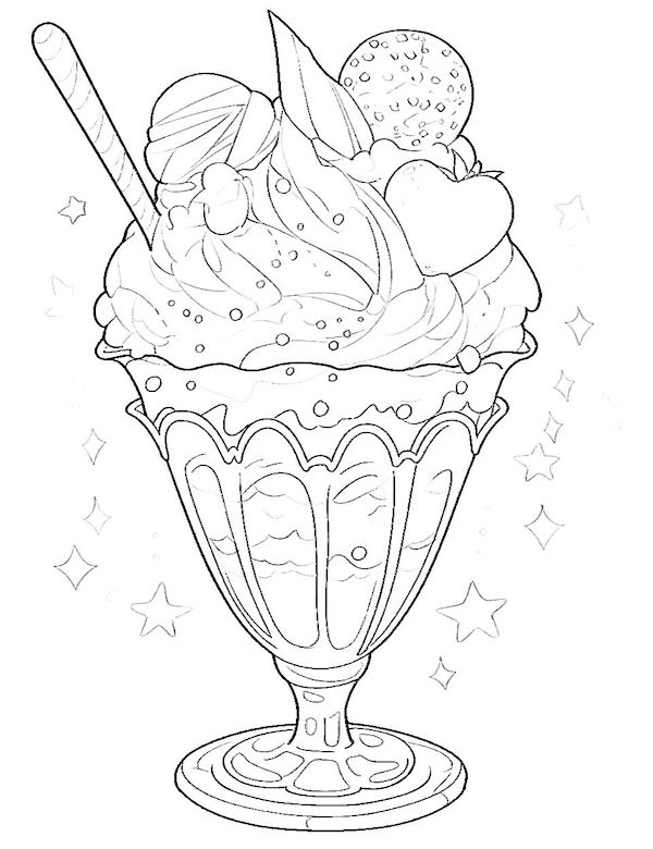 Yummy ice cream coloring pages for kids and adults