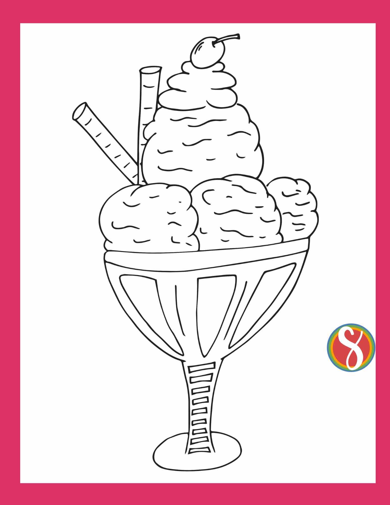 Free ice cream sundae coloring page â stevie doodles