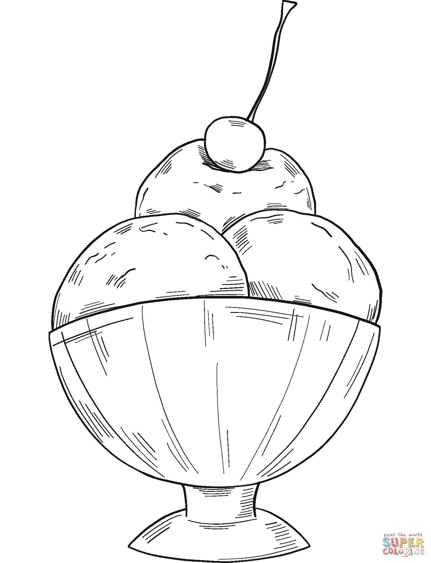 Ice cream sundae coloring page free printable coloring pages