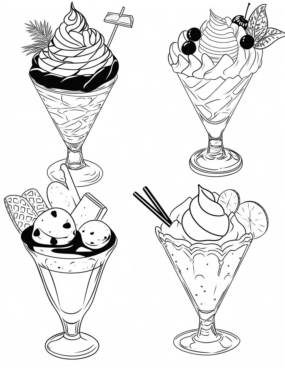 Yummy ice cream coloring pages for kids and adults