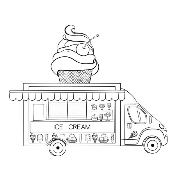 Ice cream truck car stock illustration