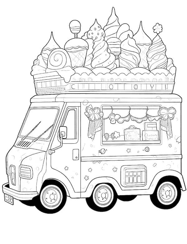 Yummy ice cream coloring pages for kids and adults