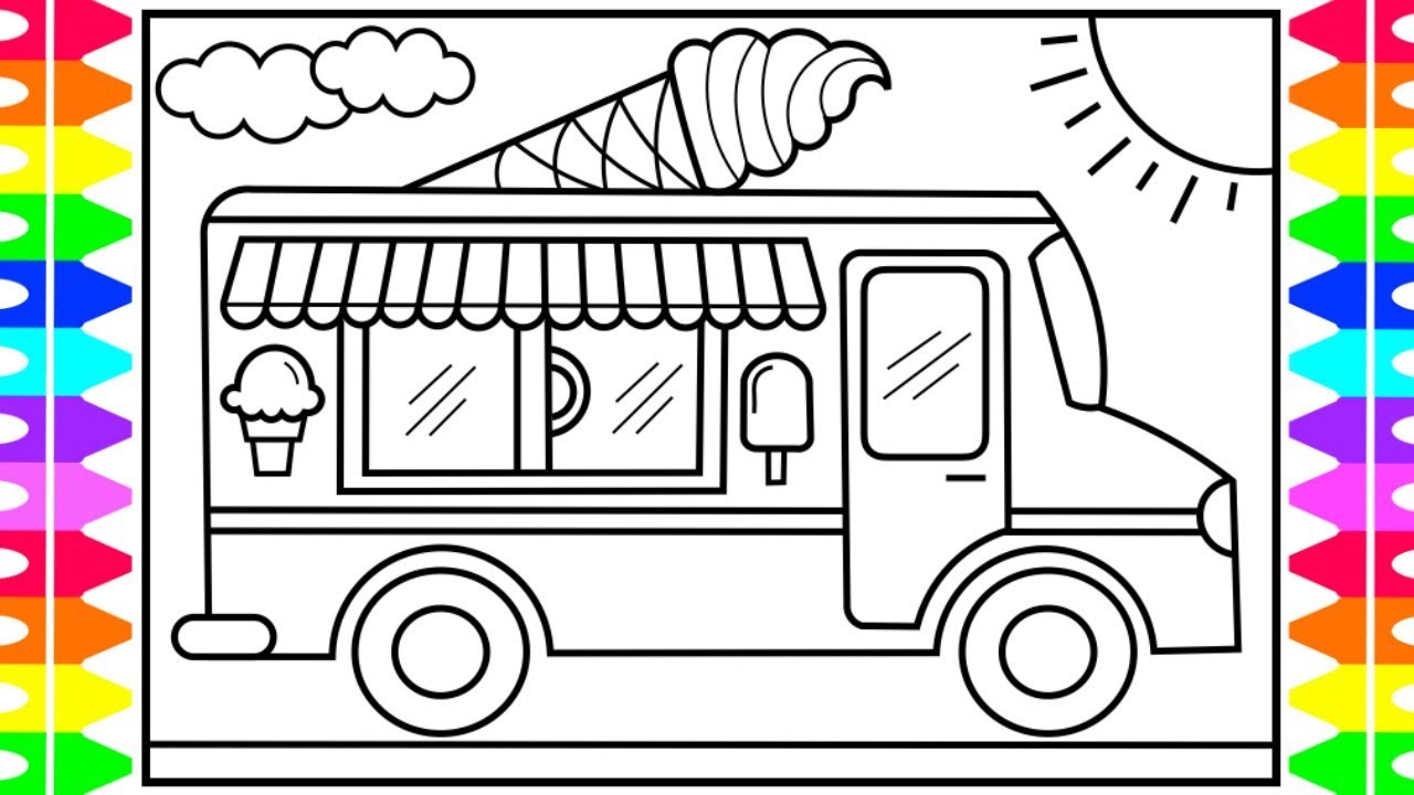 How to draw an ice cream truck for kids ððð ice cream truck drawing and coloring pages for kids