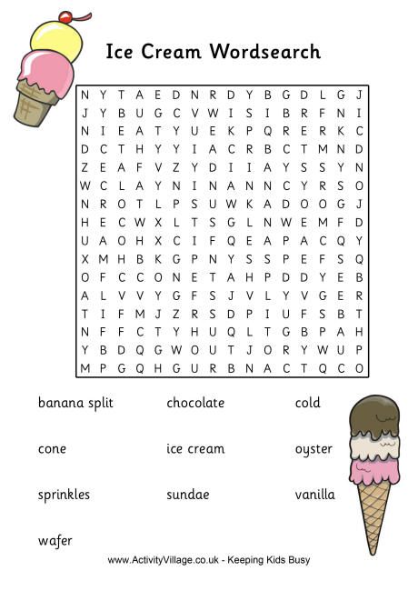 Ice cream word search ice cream games ice cream crafts ice cream sundae party