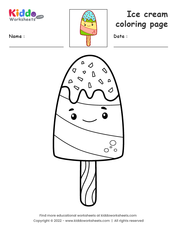 Free printable ice cream coloring page worksheet