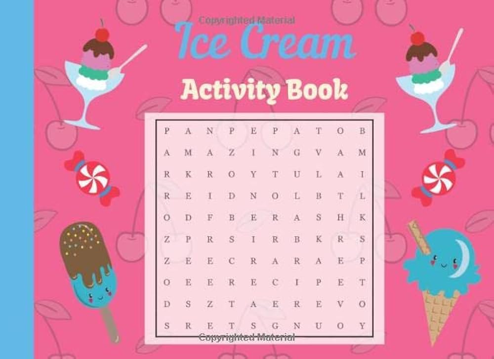 Ice cream activity book icecream themed word search puzzles and coloring pages for kids of all ages press little hill livres