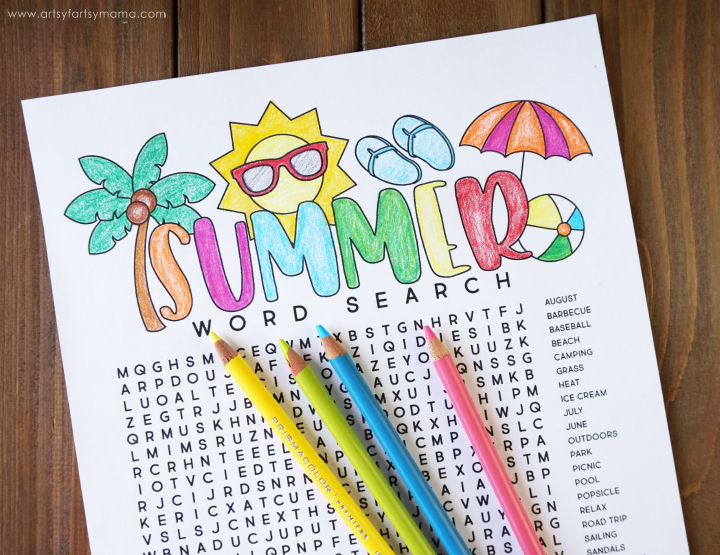 Free printable summer word search coloring page artsy