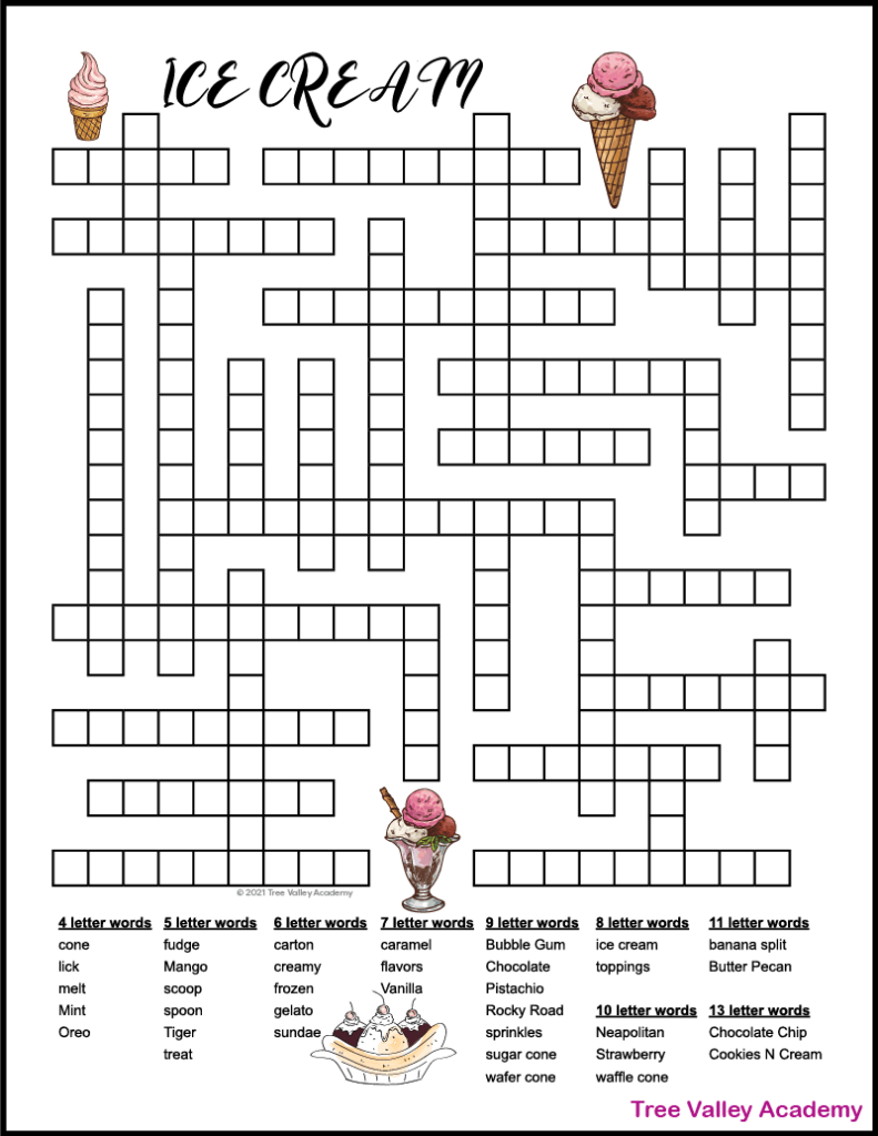 Ice cream fill in puzzle