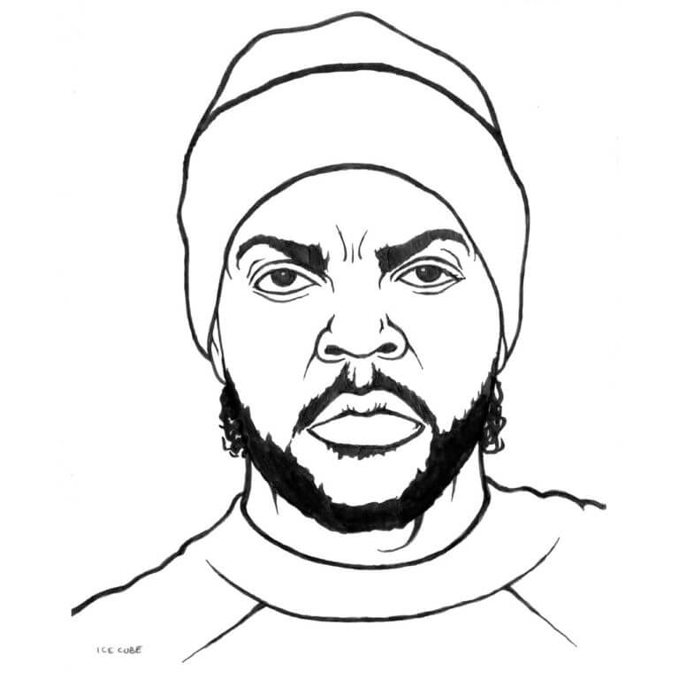 Famous rapper and actor ice cube coloring page