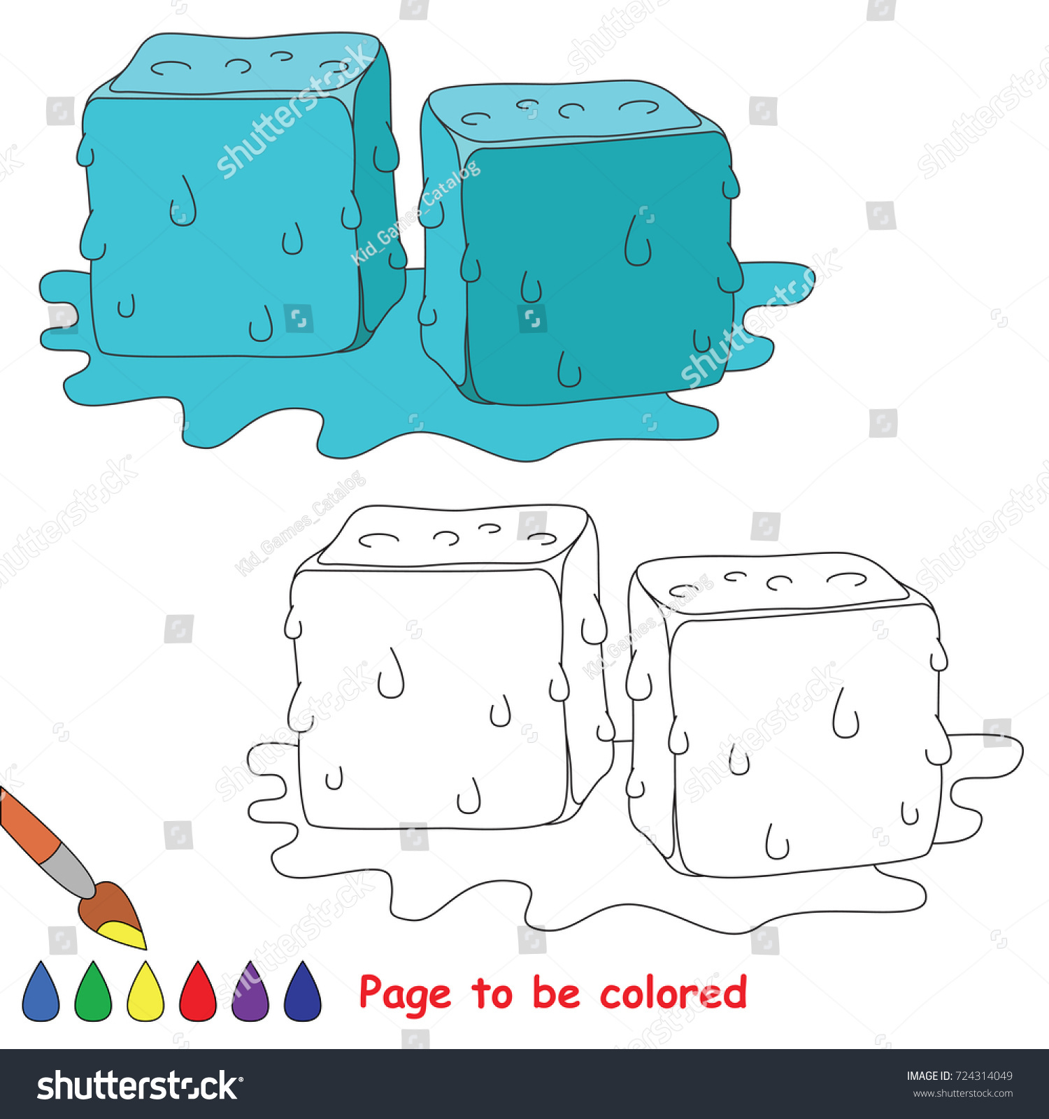 Two ice cubes be colored coloring stock vector royalty free