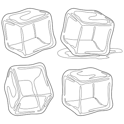 Ice cubes vector black and white coloring page stock illustration