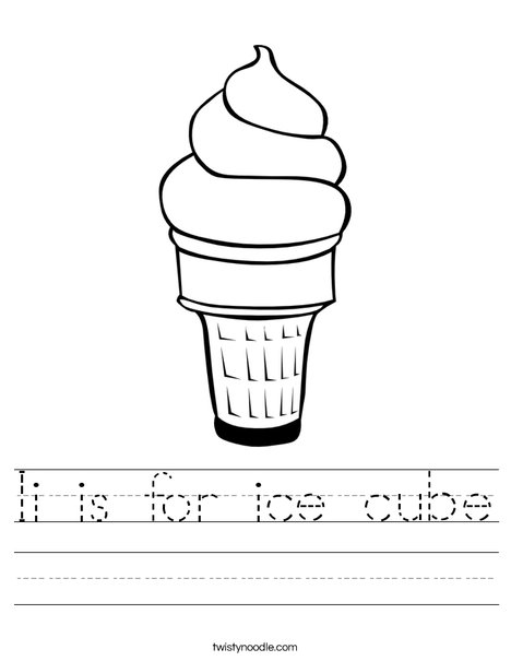 Ii is for ice cube worksheet