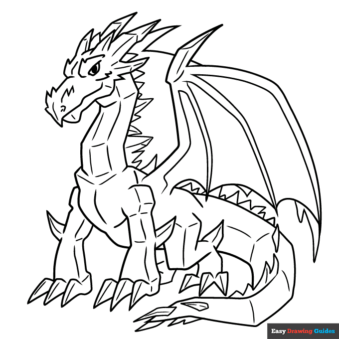Ice dragon coloring page easy drawing guides