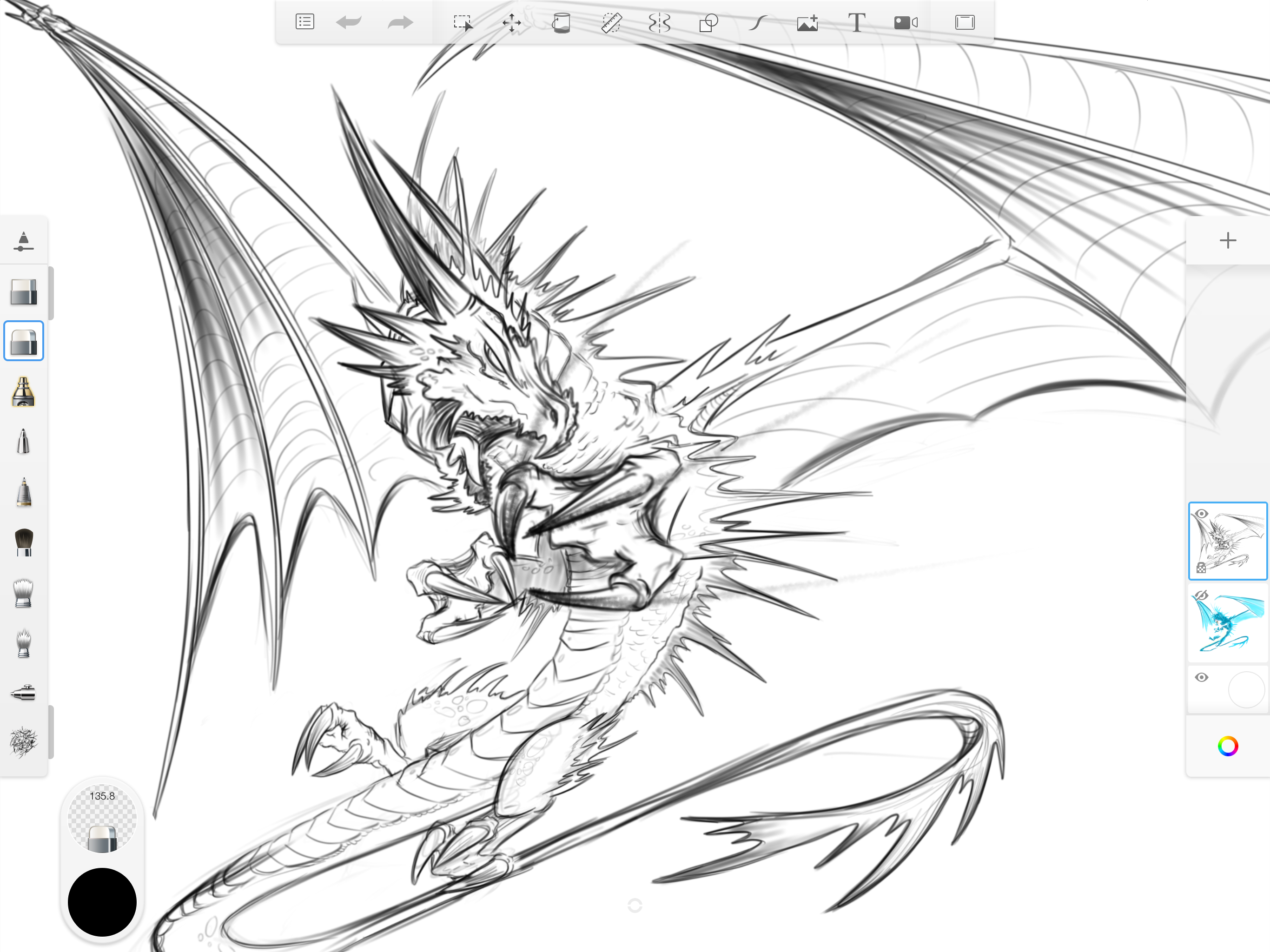 Ice dragon sketch by dudidraak on
