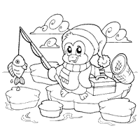 Iceberg fishing coloring pages