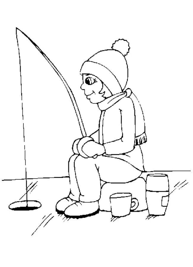 Ice fishing coloring page coloring pages color fish crafts