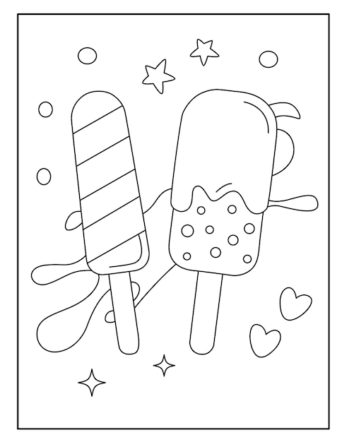 Premium vector cute ice cream coloring pages