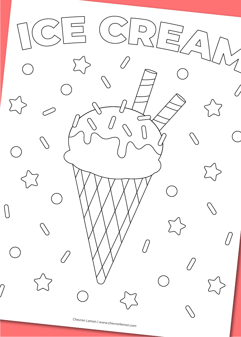 Printable ice cream coloring page