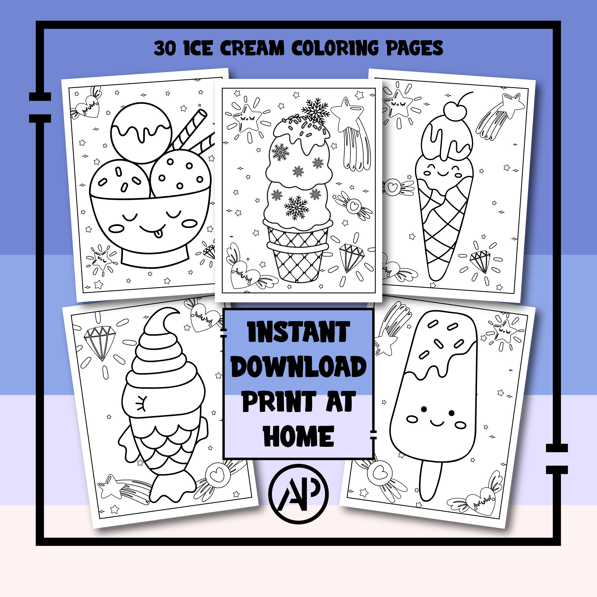 Ice cream coloring pages for kids ice cream printable coloring sheets digital prints art