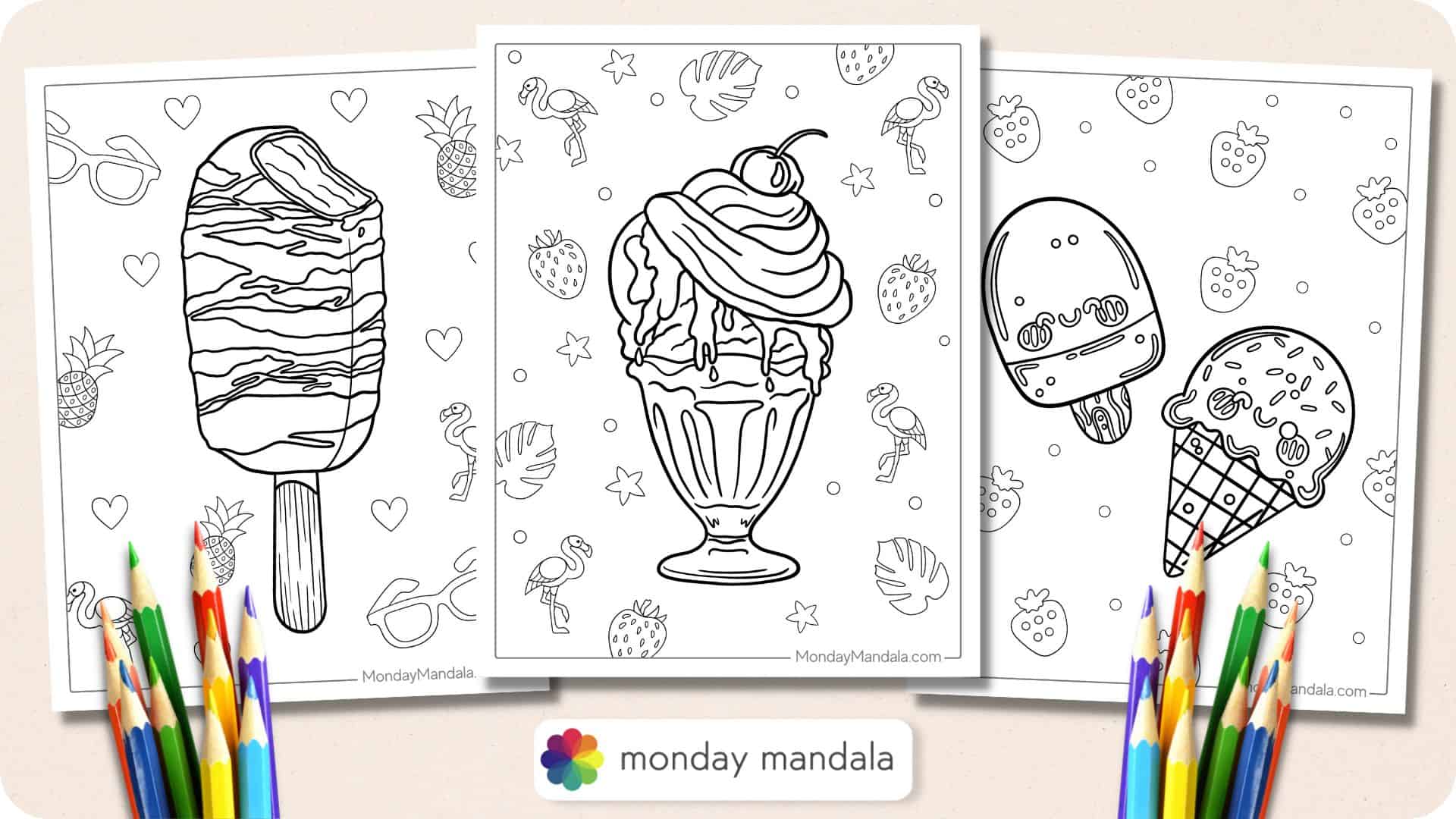 Ice cream coloring pages free pdf printables