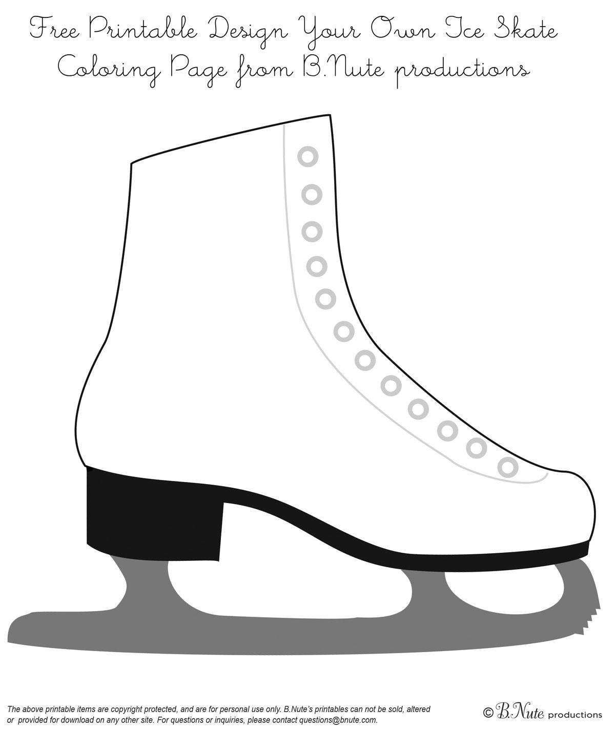 Free printable coloring page design your own ice skate from bnute productions heres the perfect free printable colâ ice skating party skate party ice skating