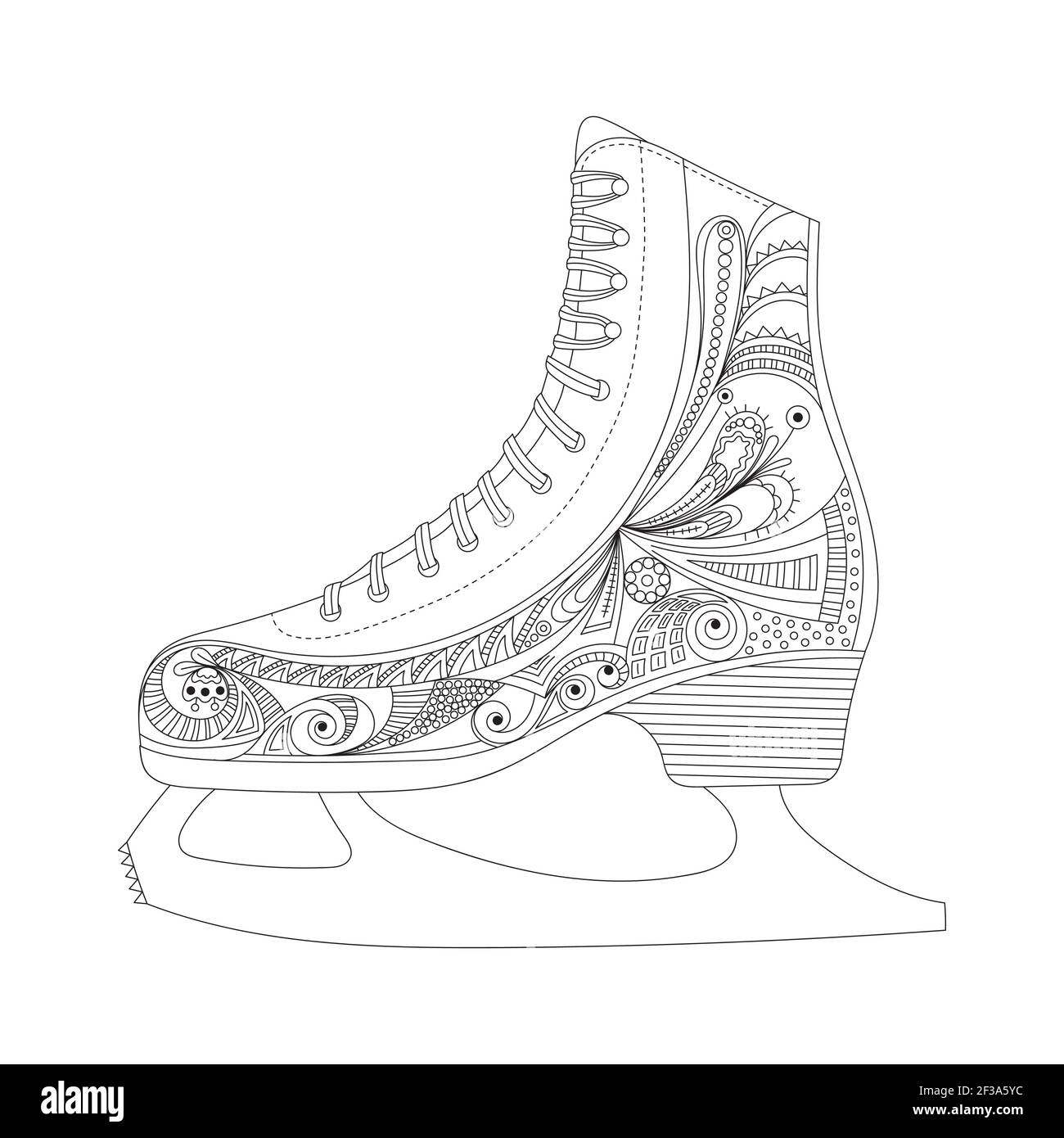 Figure skating skate vector illustration for coloring pages black and white on a white background stock vector image art